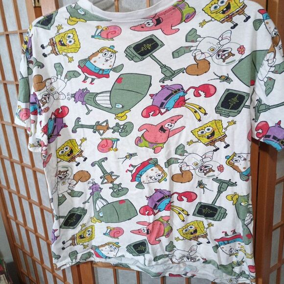 Nickelodeon SpongeBob Characters T-Shirt Large 2019 White Graphic Tee - Picture 5 of 11